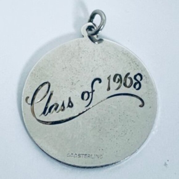 Vintage 1968 Class Graduation Sterling Silver Charm on Twisted Rope Chain - Picture 4 of 8